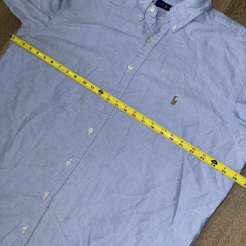 Polo Ralph Lauren Long Sleeve Button Down Oxford Shirt Men's XLT Solid Blue - Picture 5 of 5